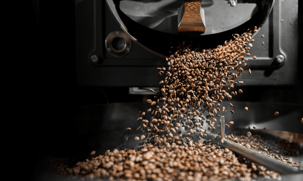Premium coffee beans being roasted
